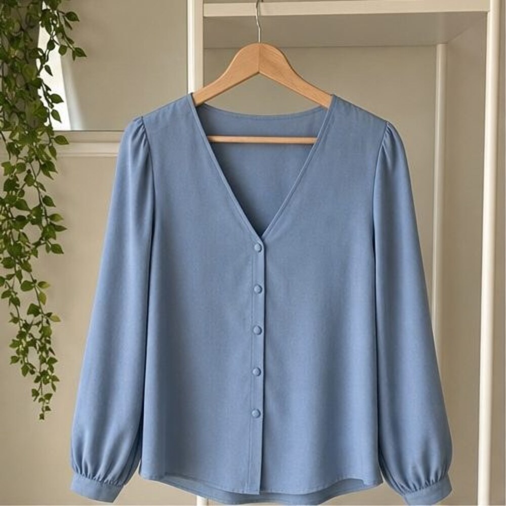 Blue Wrap Blouse